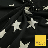 Black with White Stars Print Soft Touch Stretch Jersey Fabric 56"6663