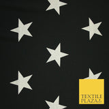 Black with White Stars Print Soft Touch Stretch Jersey Fabric 56"6663