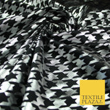 Black & White Dogtooth Print Soft Touch Stretch Jersey Fabric 56" 6653