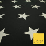 Black with White Stars Print Soft Touch Stretch Jersey Fabric 56"6663