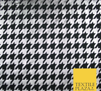 Black & White Dogtooth Print Soft Touch Stretch Jersey Fabric 56" 6653