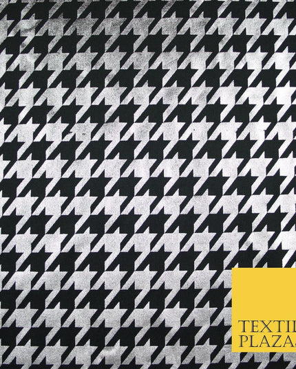 Black & White Dogtooth Print Soft Touch Stretch Jersey Fabric 56" 6653