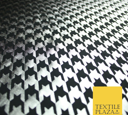 Black & White Dogtooth Print Soft Touch Stretch Jersey Fabric 56" 6653