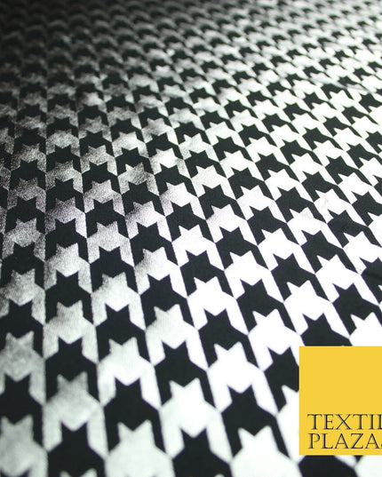 Black & White Dogtooth Print Soft Touch Stretch Jersey Fabric 56" 6653