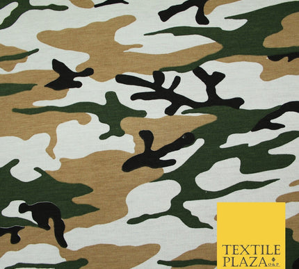 2 COLOURS Camouflage Print Soft Stretch Jersey Fabric 56"