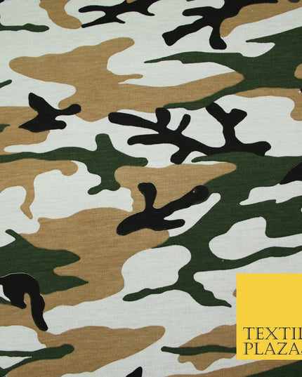 2 COLOURS Camouflage Print Soft Stretch Jersey Fabric 56"