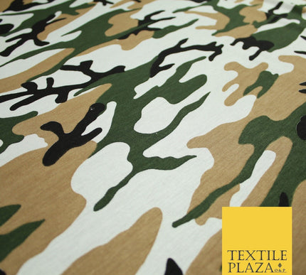 2 COLOURS Camouflage Print Soft Stretch Jersey Fabric 56"