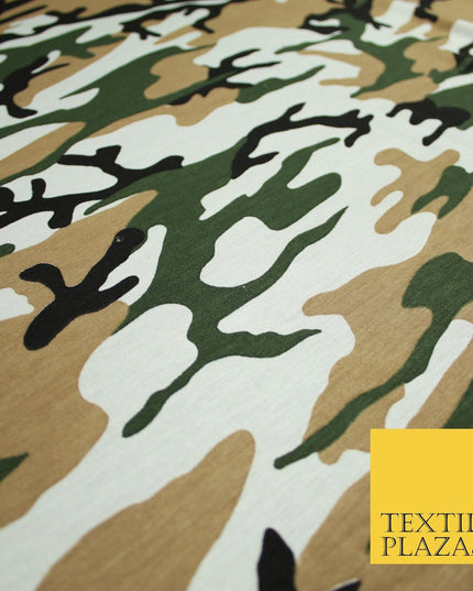 2 COLOURS Camouflage Print Soft Stretch Jersey Fabric 56"