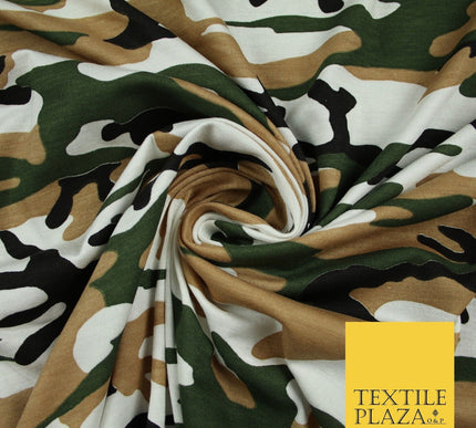 2 COLOURS Camouflage Print Soft Stretch Jersey Fabric 56"