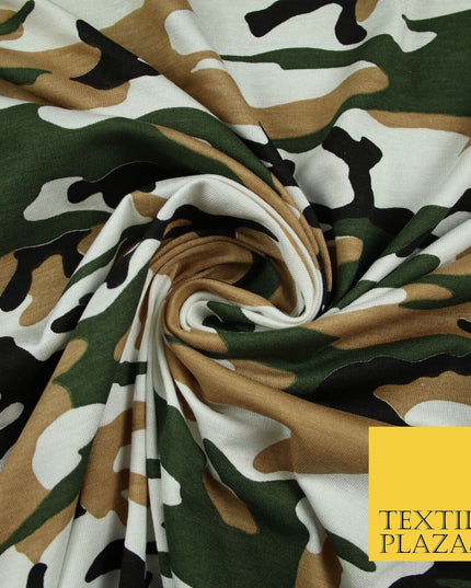 2 COLOURS Camouflage Print Soft Stretch Jersey Fabric 56"