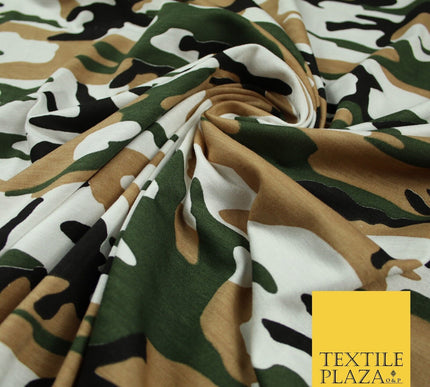 2 COLOURS Camouflage Print Soft Stretch Jersey Fabric 56"