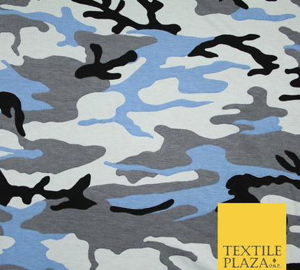 2 COLOURS Camouflage Print Soft Stretch Jersey Fabric 56"