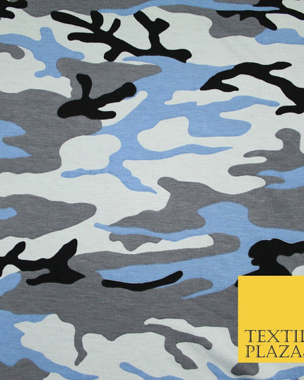 2 COLOURS Camouflage Print Soft Stretch Jersey Fabric 56"