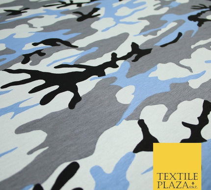 2 COLOURS Camouflage Print Soft Stretch Jersey Fabric 56"