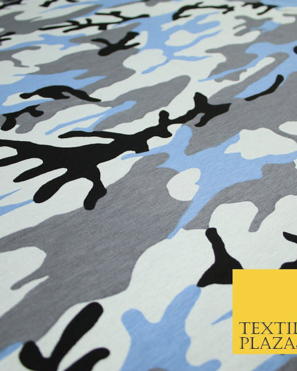 2 COLOURS Camouflage Print Soft Stretch Jersey Fabric 56"