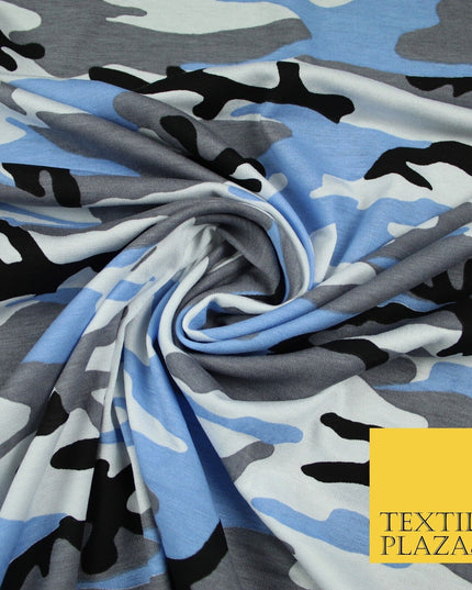 2 COLOURS Camouflage Print Soft Stretch Jersey Fabric 56"