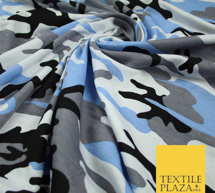 2 COLOURS Camouflage Print Soft Stretch Jersey Fabric 56"