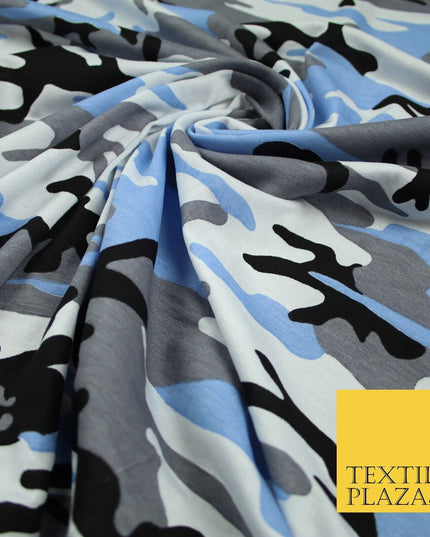 2 COLOURS Camouflage Print Soft Stretch Jersey Fabric 56"