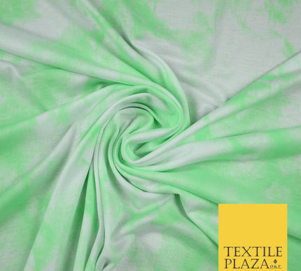 Light Green with Off White Tie-Dye Print Soft Stretch Jersey Fabric 56" 6646