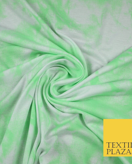 Light Green with Off White Tie-Dye Print Soft Stretch Jersey Fabric 56" 6646