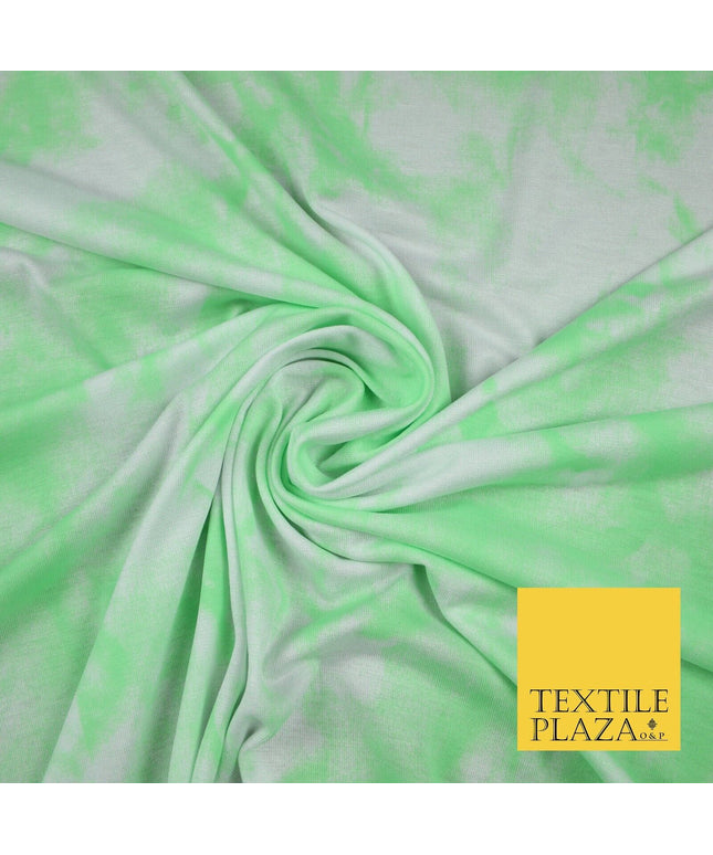 Light Green with Off White Tie-Dye Print Soft Stretch Jersey Fabric 56" 6646