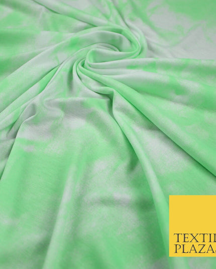 Light Green with Off White Tie-Dye Print Soft Stretch Jersey Fabric 56" 6646