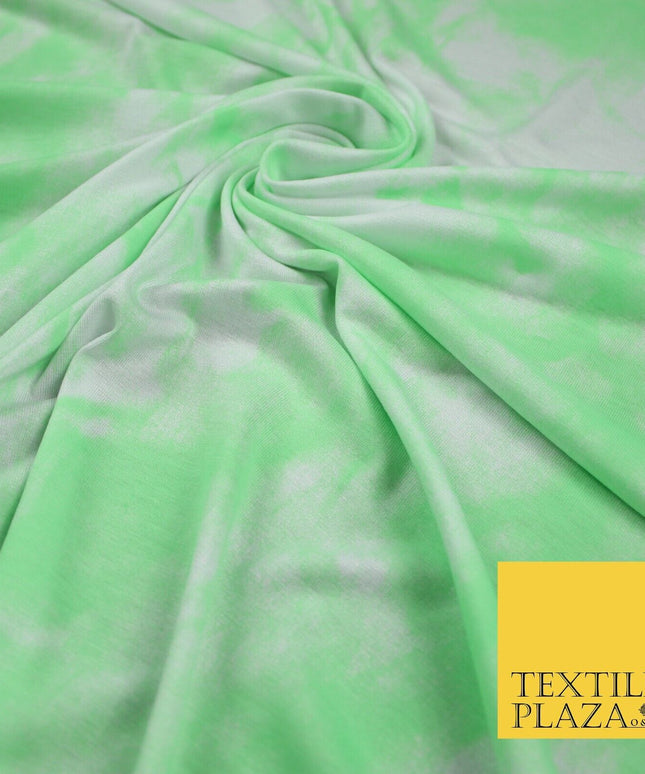 Light Green with Off White Tie-Dye Print Soft Stretch Jersey Fabric 56" 6646
