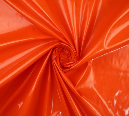 BRIGHT ORANGE Metallic Lycra Fabric Shiny Mirror Foil Spandex Dancewear 9797