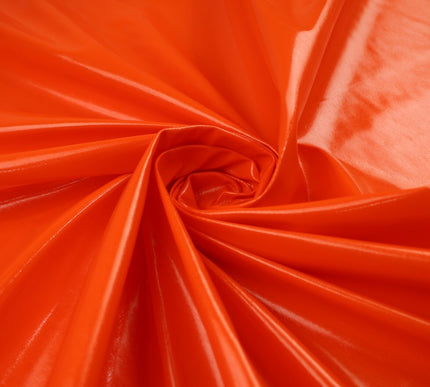 BRIGHT ORANGE Metallic Lycra Fabric Shiny Mirror Foil Spandex Dancewear 9797
