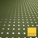 Khaki Green & Metallic Silver Polka 6mm Dot Print Stretch Jersey Fabric 56" 6636