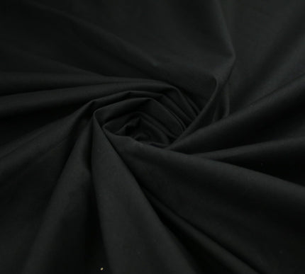 BLACK Premium Plain WASHED 100% COTTON POPLIN Fabric Dress Craft 57" Wide 9802