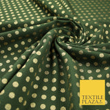 Khaki Green with Metallic Gold Polka Dot Print Stretch Jersey Fabric 56" 6637
