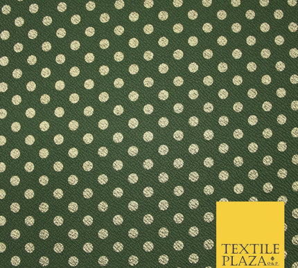 Khaki Green with Metallic Gold Polka Dot Print Stretch Jersey Fabric 56" 6637