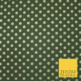 Khaki Green with Metallic Gold Polka Dot Print Stretch Jersey Fabric 56" 6637
