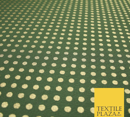 Khaki Green with Metallic Gold Polka Dot Print Stretch Jersey Fabric 56" 6637