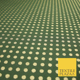 Khaki Green with Metallic Gold Polka Dot Print Stretch Jersey Fabric 56" 6637