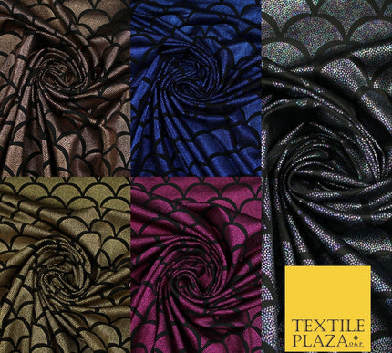 5 COLOURS Metallic Art Deco Print Soft Stretch Jersey Fabric 56"