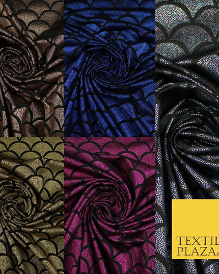 5 COLOURS Metallic Art Deco Print Soft Stretch Jersey Fabric 56"