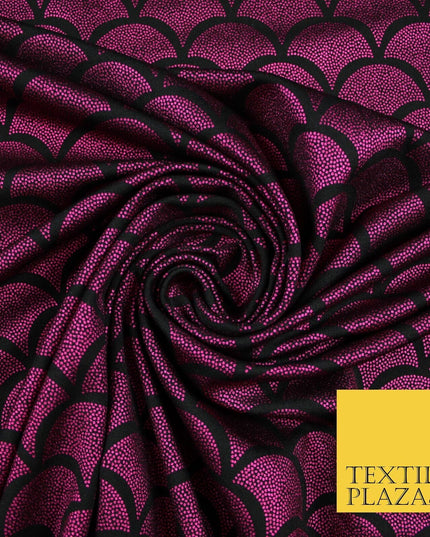 5 COLOURS Metallic Art Deco Print Soft Stretch Jersey Fabric 56"