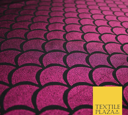 5 COLOURS Metallic Art Deco Print Soft Stretch Jersey Fabric 56"