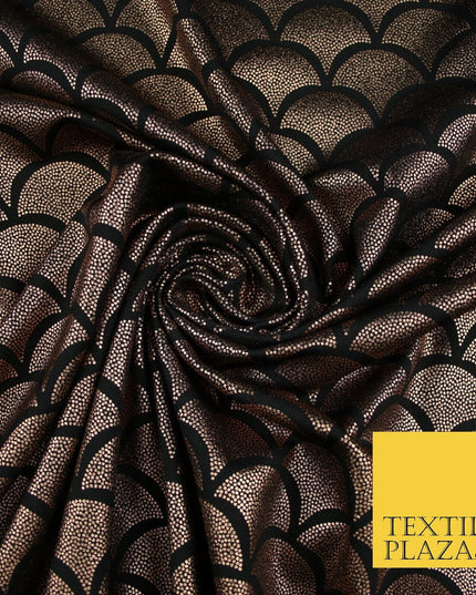 5 COLOURS Metallic Art Deco Print Soft Stretch Jersey Fabric 56"