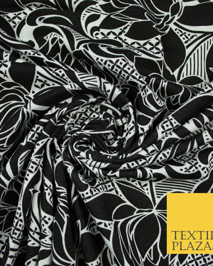 2 COLOURS Floral Print Soft Stretch Jersey Fabric 56"