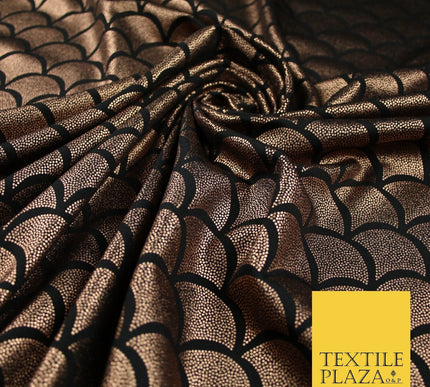 5 COLOURS Metallic Art Deco Print Soft Stretch Jersey Fabric 56"