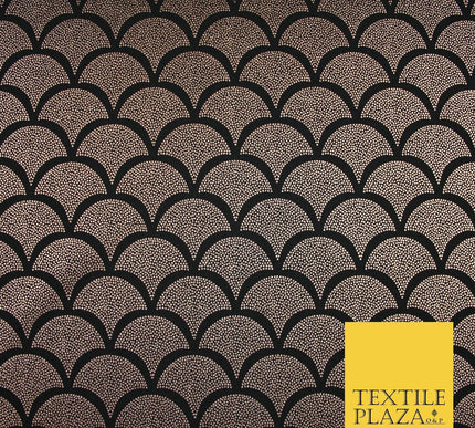 5 COLOURS Metallic Art Deco Print Soft Stretch Jersey Fabric 56"