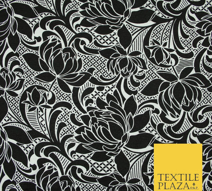 2 COLOURS Floral Print Soft Stretch Jersey Fabric 56"