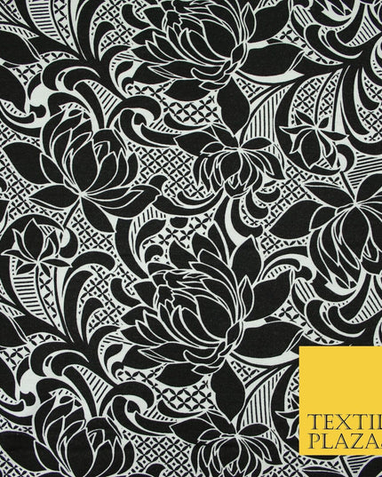 2 COLOURS Floral Print Soft Stretch Jersey Fabric 56"