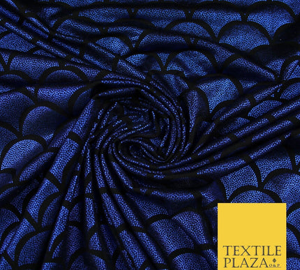 5 COLOURS Metallic Art Deco Print Soft Stretch Jersey Fabric 56"