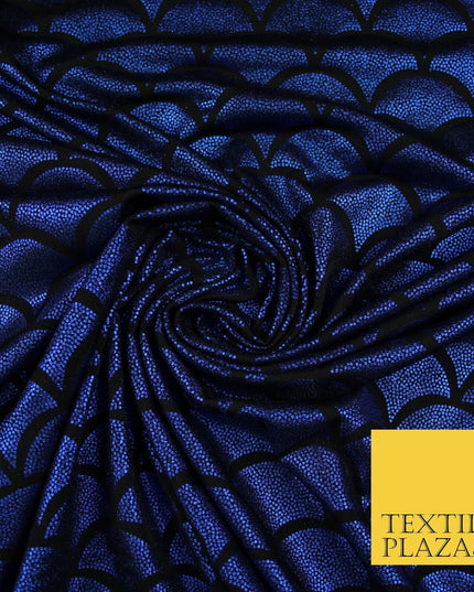 5 COLOURS Metallic Art Deco Print Soft Stretch Jersey Fabric 56"