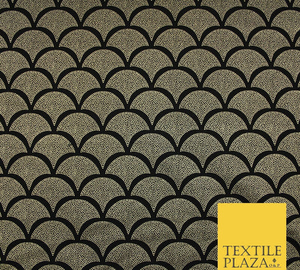 5 COLOURS Metallic Art Deco Print Soft Stretch Jersey Fabric 56"
