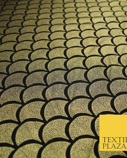 5 COLOURS Metallic Art Deco Print Soft Stretch Jersey Fabric 56"